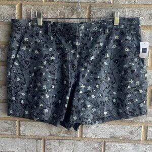 Gap Blue Floral Canvas 100% Cotton Tailored Shorts Women's Size 14 Reg
